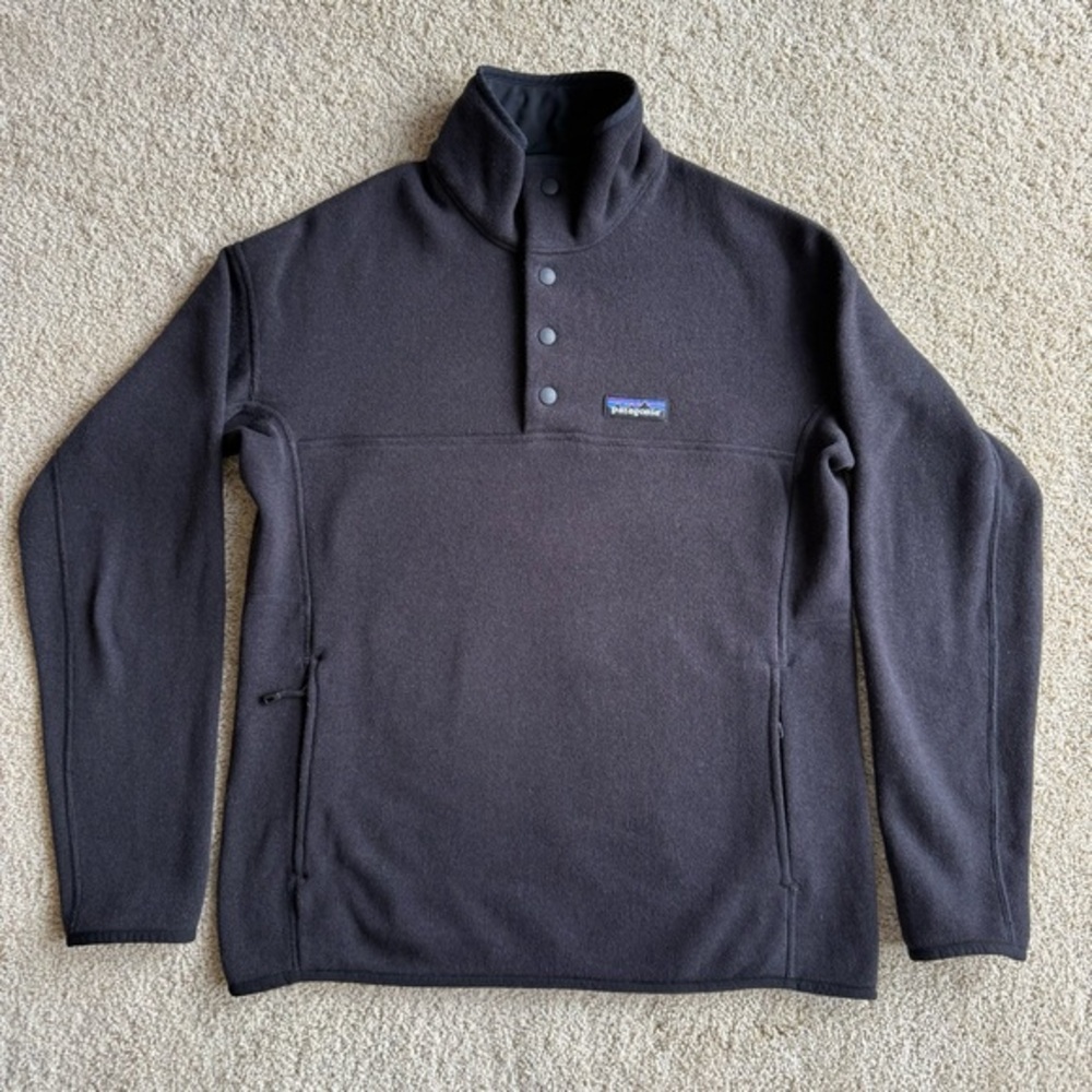 Patagonia Womens Small Fleece Snap Button Pullover Jacket Gray Outdoor Hiking